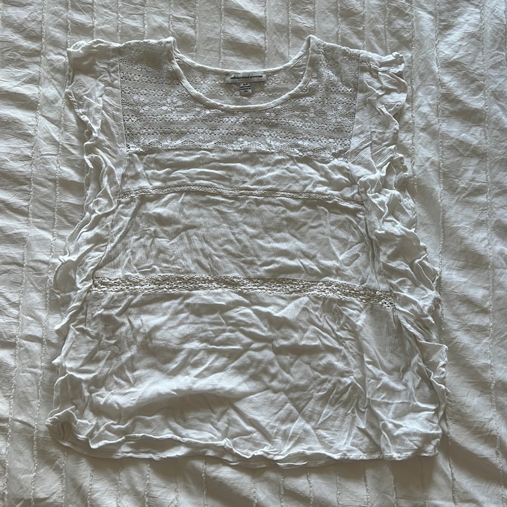 White Flutter Sleeve Blouse